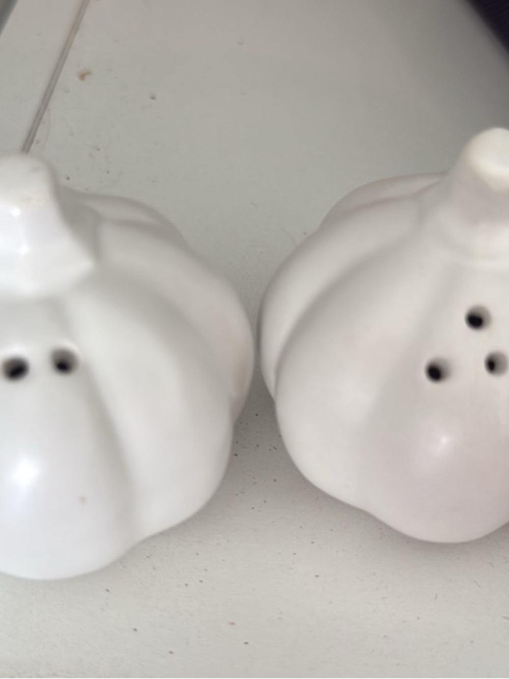 White Ceramic Pumpkin Salt and Pepper Shakers